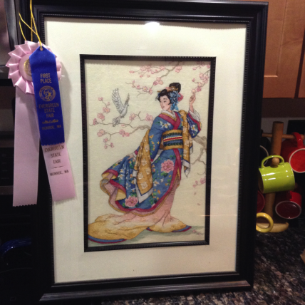 One of Beckley’s prize winning cross-stitch designs.