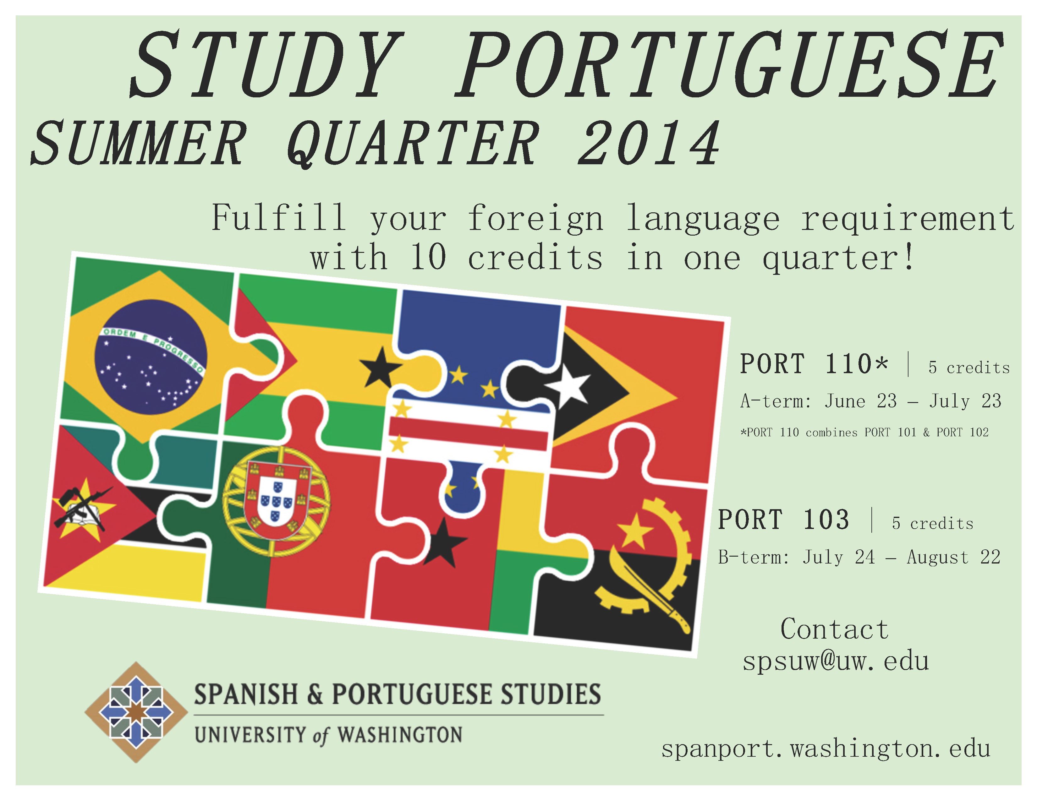 Study Portuguese Summer Quarter 2014 Spanish & Portuguese Studies