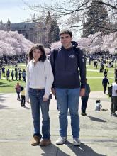 Jonathon Reyes standing with his sister Cecilia in the Quad.