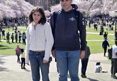 Jonathon Reyes standing with his sister Cecilia in the Quad.