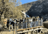 Students in Leon, on a bridge in the countryside. 